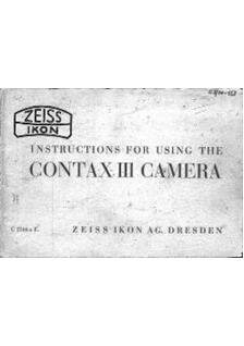 Zeiss Ikon Contax 2 manual. Camera Instructions.